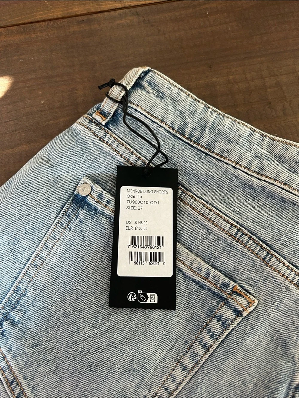 7 For All Mankind Monroe Long Denim Shorts in Ode To 27 NWT